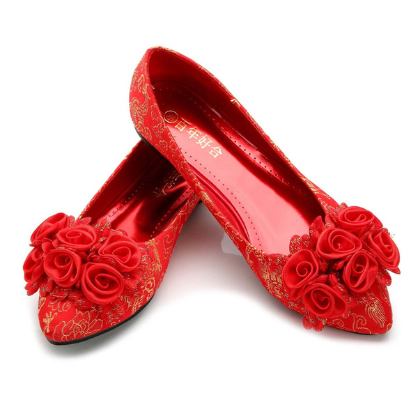 Plus size Chinese Wedding Red Shoes High Heels Bridal Shoes Cheongsam Shoes A02