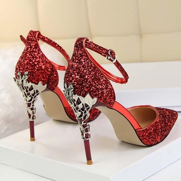 Fashion Luxury Wedding Shoes Shiny Bridal Shoes Women Designer Pointed Toe Pumps 2019 New Ladies Party Shoes