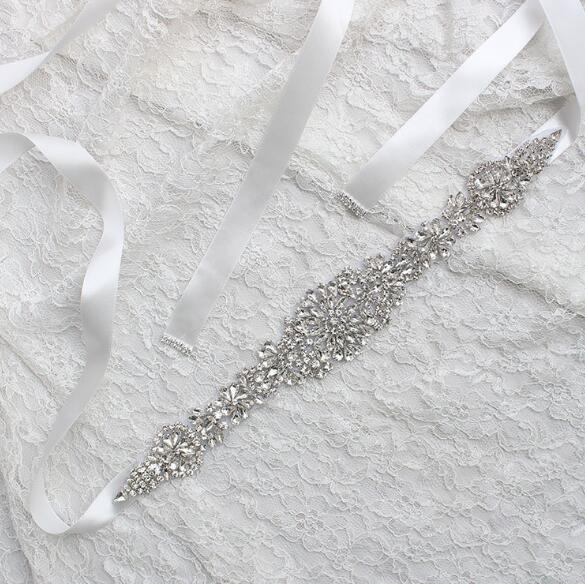 2022Wedding Sashes For Bride Bridal Dresses Belts Rhinestone Crystal Ribbon From Prom Handmade White Red Black Blush Silver Real Image