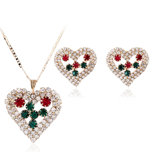 Foreign Trade Jewelry Necklace Jewelry Set Full Of Love Diamond Necklace Earrings Set Bridal Jewelry Inventory Wedding Banquet Decoration