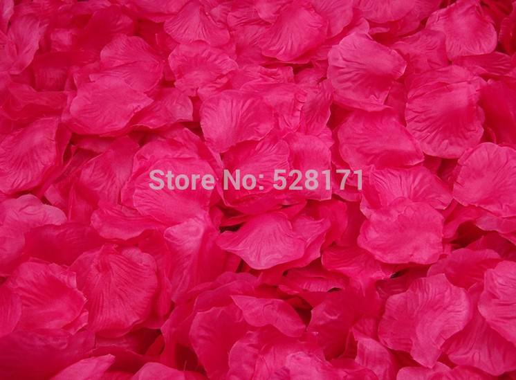 Wholesale-Free Shipping 1200pcs hot pink Silk Rose Petals Supply Flowers petals Favor For Wedding Party Decoration