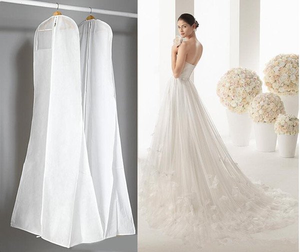 Classic 180cm Wedding Dress Gown Bags High Quality White Dust Cover Bag Long Garment Cover Travel Storage Dust Covers