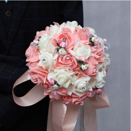 wedding flowers bridal bouquets Korean ribbon holds the flowers red pink purple Champagne mix order free shipping