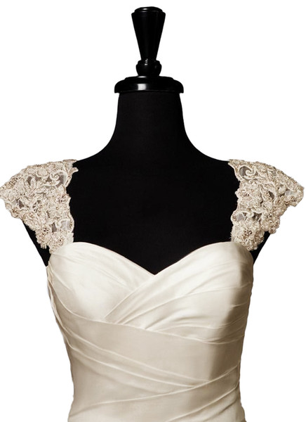 Two size Women's Applique beading Wedding Accessories Cap Sleeves Shoulder Straps White or Ivory