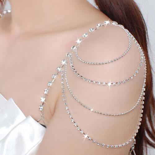 2017 New Free Shipping Prom Party Sparkly Diamond Crystal Detachable Bridal Wedding Dress Bra Strap Bridal Accessory