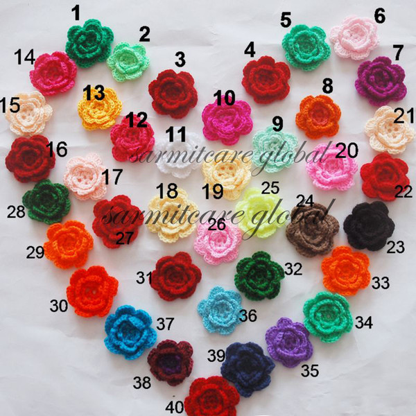 2.5''-2.75 ' Mixed Materials Handmade Crochet Flowers Appliques Sewing Trims Bow Baby Cloth Accessories Artificial Flowers Free Shipping