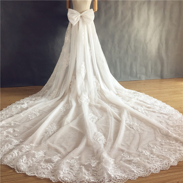 Removable Cathedral Train for Wedding Dresses with Appliques Bowknot simple Gorgeous Multi Layer Tulle Detachable Skirt New Arrivals