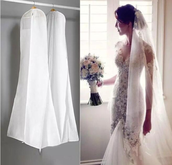 Hot Selling In Stock Big 180cm Wedding Dress Gown Bags High Quality White Dust Bag Long Garment Cover Travel Storage Dust Covers