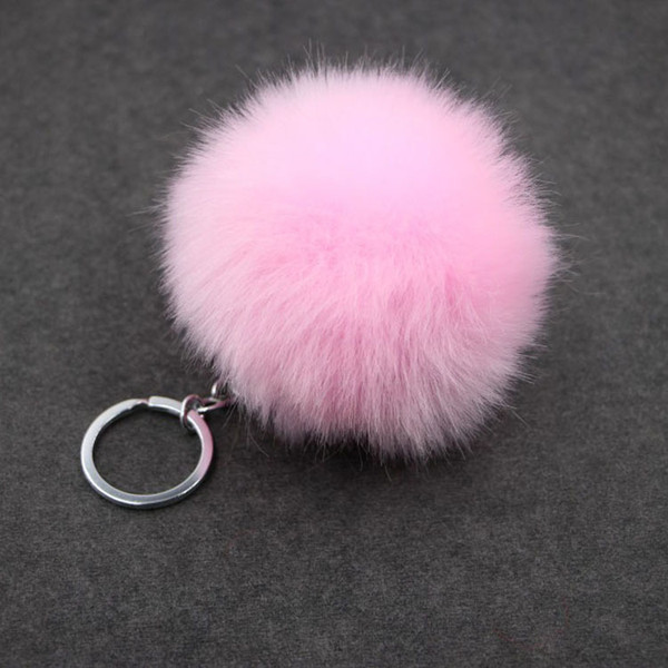 8CM Fluffy Ball Fur Pompom Key Chain Pompom Artificial Rabbit Fur Keychain Women Car Bag Key Holder Ring Chaveiro Llaveros