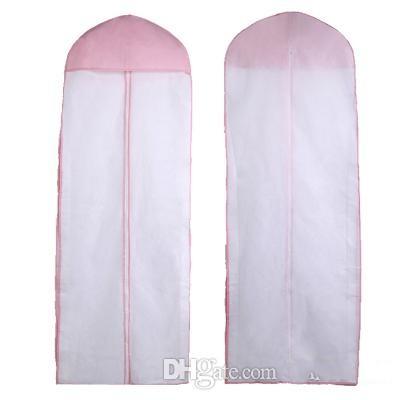 2016 Cheap Free Shipping No Logo Wedding Dress Bag Garment Cover Travel Storage Dust Cover Plus Size 180cm White Pink Wedding Accessories