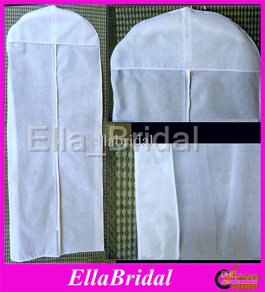 Hot Sell Classic All White Dust Bag Cover Wedding Party Dress Bags Bridal Accessory Garment Covers Travel Storage Dust Coat EllaBridal