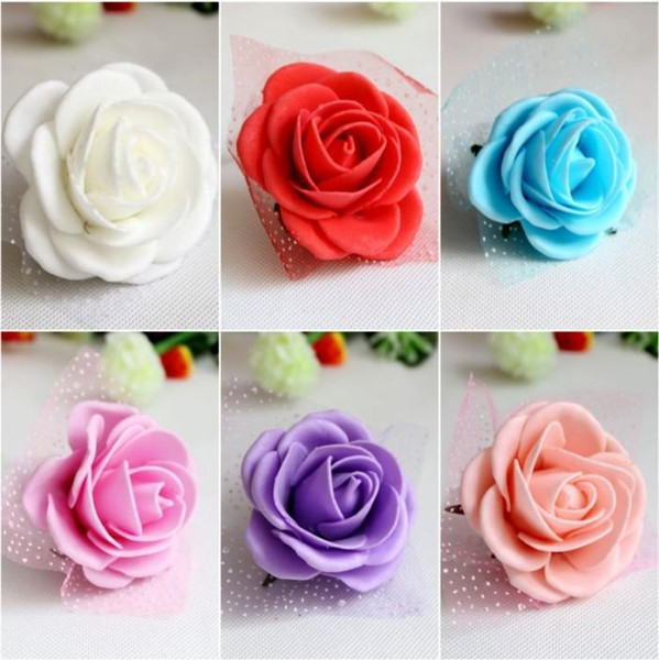 White Wedding Theme Artificial Bridal Bridesmaids Handmade Flowers Wrist Corsage wedding Bouquets 6 Colors Available Free Shipping