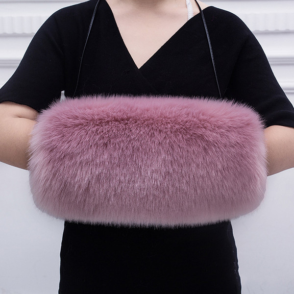 Winter Autumn Hot Sale Women Kids Faux Fur Material Hand Pillows Case Comfortable Solid Colour Brushy Hand Warmers 0.55*0.4 Metre