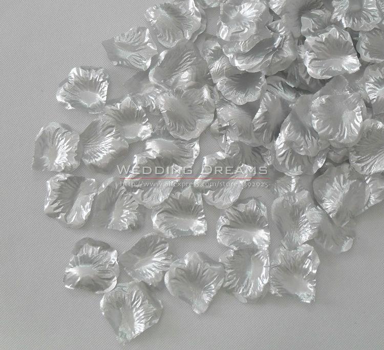 Wholesale-500 Super Silky Silver Rose Petals Wedding Party Decorations Aisle Runners Table Decorations, 40 Colors, FREE SHIPPING