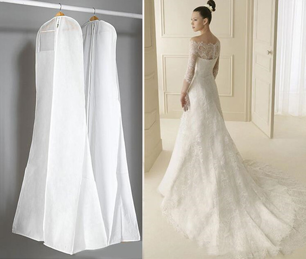 2018 In Stock Hot Sale Big Wedding Dress Gown Bags High Quality White Dust Bag Long Garment Cover Travel Storage Dust Covers F1208