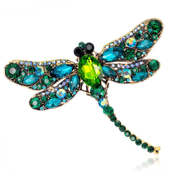 Fashion Crystal Dragonfly Brooch Pins Wedding Party Bridal Accessories Women Bridesmaid Jewelry Rhinestone Brooches free shipping