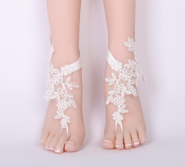 Fashion Women Lace Barefoot Sandal Beach Wedding Foot Anklet Flower Bride wedding prom accessory Foot jewelry