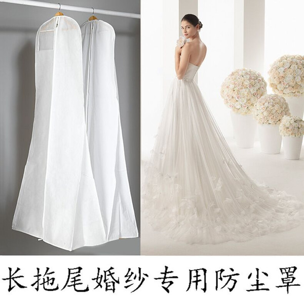 2019 Cheap No Logo Wedding Dresses With Long Train Bag Garment Cover Travel Storage Dust Cover Plus Size 180cm White Wedding Accessories