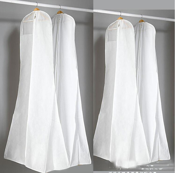 2018 Latest Cheap In Stock Big Bags For Wedding Dress Gown White Dust Bag Long Garment Cover Travel Storage Dust Covers High Quality