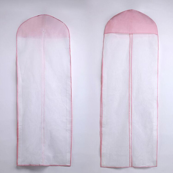 2019 Cheap Free Shipping No Logo Wedding Dress Bag Garment Cover Travel Storage Dust Cover Plus Size 180cm White Pink Wedding Accessories