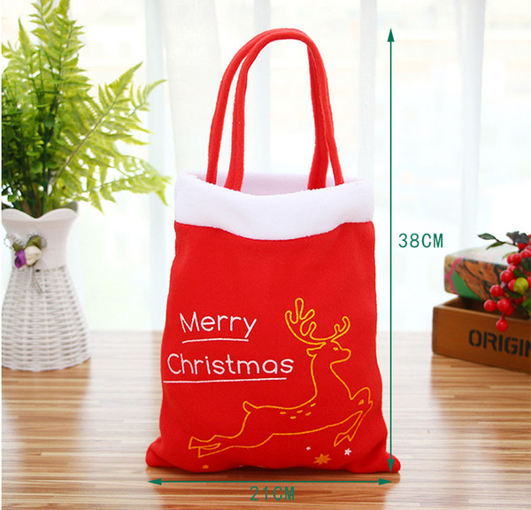 2018 Christmas Gift Bags Large Organic Heavy Canvas Bag Santa Sack Drawstring Bag With Reindeers Santa Claus Sack Bags for kids