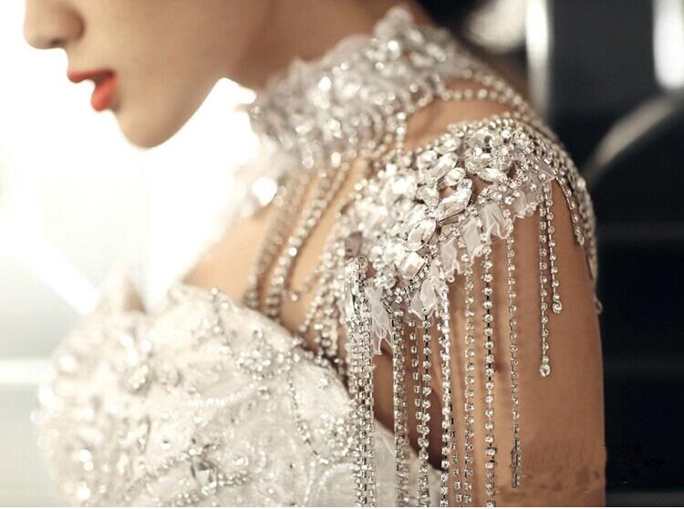 Luxurious Wedding Bridal Jewelry Shoulder Chain Sparkling Crystal Necklace Bridal Ornaments Wedding Accessory