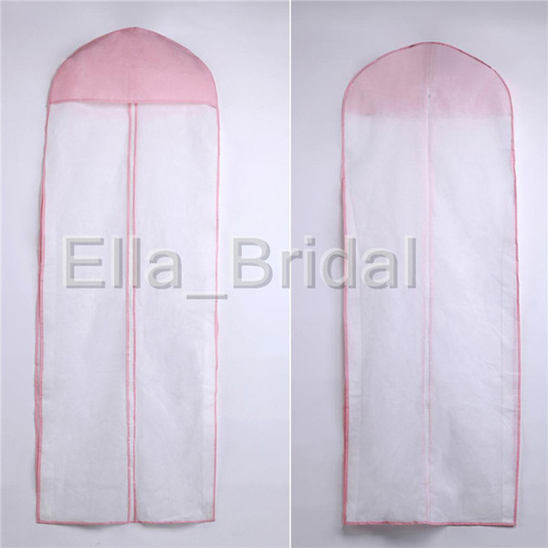 Free Shipping Classic Pink White Dust Bag Wedding Dress Bags 150*58cm Wedding Accessory Garment Cover Travel Storage Dust Coat EllaBridal