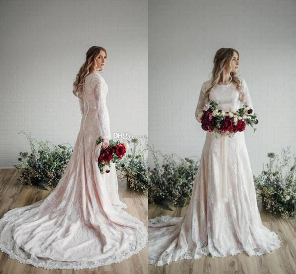 Bohemian Beach Wedding Dresses Elegant Long Sleeves Full Lace Boho Plus Size Long Sleeves Country Wedding Bridal Gown BC3091