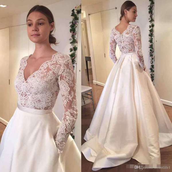 Vintage Lace Wedding Dresses Long Sleeve Applique A Line Bridal Gowns Plus Size Boho Bride Dress