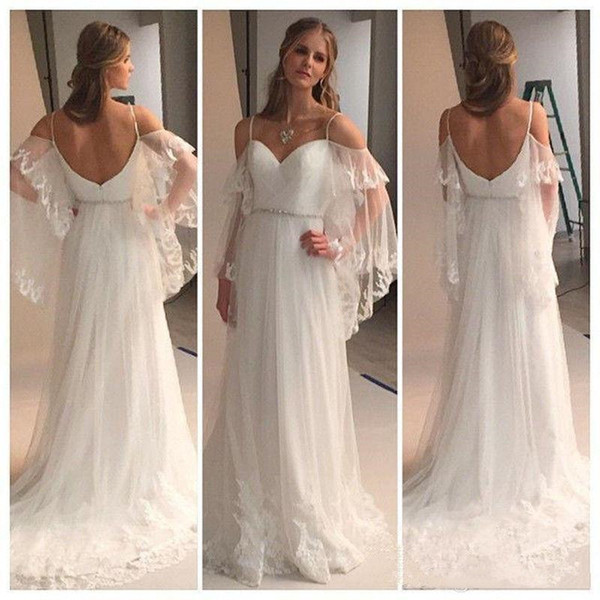 Cheap Wedding Dress Sexy Spaghetti Straps Lace Country Bridal Gowns Wedding Guest Party Gowns Beach