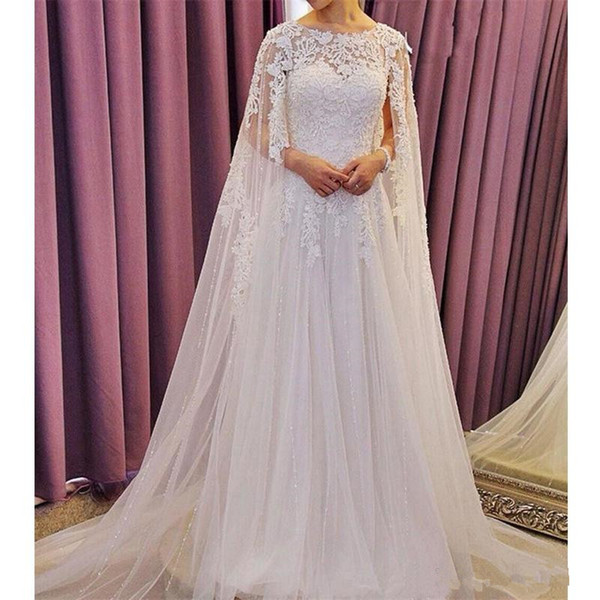 New Elegant A-Line Wedding Dresses With Wrap Appliques Lace Sheer Jewel Neck Sleeveless Bridal Gowns Vestido De Novia