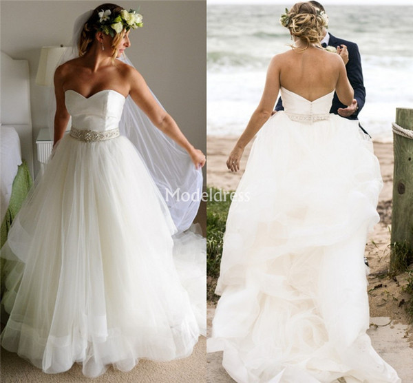 New Arrival Tiered Wedding Dresses For Bride Strapless Backless Sweep Train Country Style Bridal Gowns Cheap Church Vestidoe De Noiva Custom