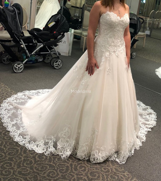 Arabric Lace Wedding Dresses Sweetheart A Line Backless Zipper Sweep Train Castle Church Bridal Gowns Gorgeous Chic Chapel Vestidoe De Noiva