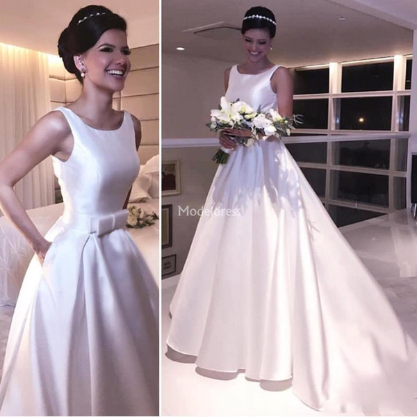 Arabric Wedding Dresses Scoop Neck Sweep Train Country Style Garden Bridal Gowns A Line Plus Size Cheap Castle Vestidoe De Noiva Custom