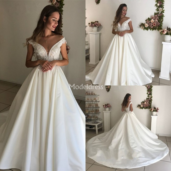 Arabric Wedding Dresses Sheer Neck A Line Court Train Appliques Illusion Plus Size Castle Bridal Gowns Country Chapel Vestidoe De Noiva