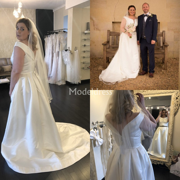 Gorgeous Wedding Dresses Off Shoulder A Line Sweep Train Stylish Beach Garden Bridal Gowns Plus Size Elegant Church Castle Vestidoe De Noiva