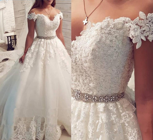 Saudi Arabia Off The Shoulder Vintage Lace Wedding Dress Ball Gown Sweetheart Bridal Gowns Vestido De Noiva novias vestidos