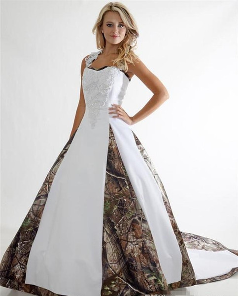 Vintage Camo A Line Wedding Dresses Halter Neck Lace Appliques Plus Size Vestidos De Novia Country Garden Bridal Gown Wedding Gowns