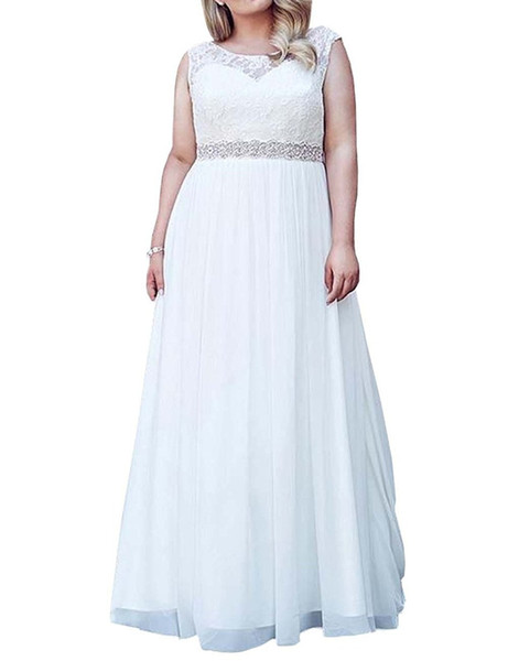 Plus Size Chiffon Beach Wedding Dresses with Lace appliques Bohemian Wedding Gown vestidos de novia