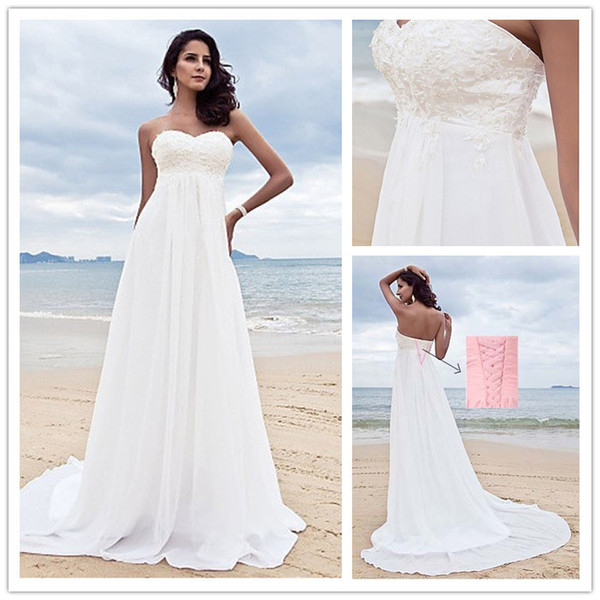 Boho Beach Wedding Dresses with Lace Sweetheart Neckline Simple Wedding Gowns Lace Up Bride Dress Vestidos