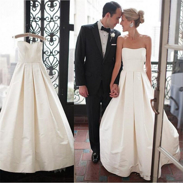 new white Satin country plus size A-line Wedding Dresses Zipper Back custom made elegant Bridal Dress Wedding Gowns vestidos de noiva