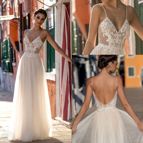 New Sexy Garden Beach Wedding Dresses Sleeveless Spaghetti Straps Robe De Soiree Backless Long Boho Brdial Gowns