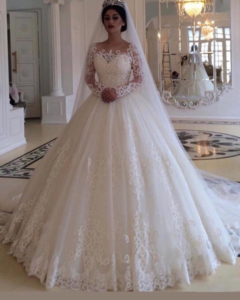 Tulle Ball Gown Wedding Dresses with Zipper Back White Ivory Lace Appliques Wedding Gowns Vestido Noiva