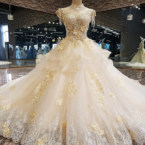 Mingli Tengda Luxury Applique Lace Wedding Dresses 2018 Elegant Sequin Beading Bride Sleeveless Ball Gown Wedding Dress vestido de novia