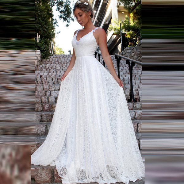 Mingli Tengda Vintage Lace Beach Wedding Dresses Vestidos De Casamento Sexy Bridal Dress Backless Plus Size Wedding Dress