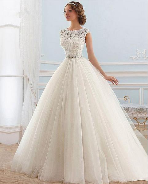 Mingli Tengda Elegant Plus Size Wedding Dresses O Neck Sleeveless Lace Appliques Sexy Backless Wedding Gowns vestidos de novia 