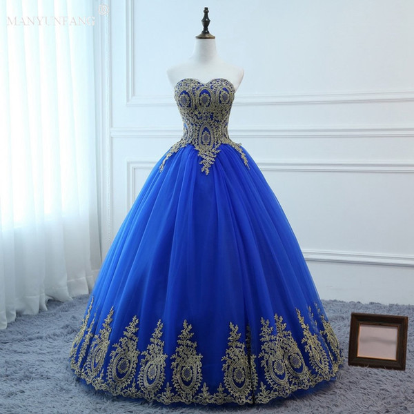 MANYUNFANG Latest Luxury Strapless Muslim Wedding Gowns With Sequined Lace Wedding Dresses Robe De Mariage Sky Blue Lace Wedding Dress