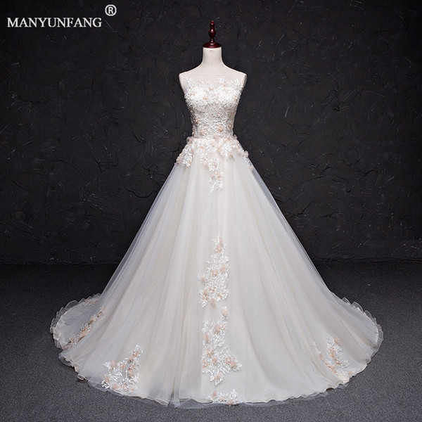 Flowers Wedding Dresses Bohemian Bridal Gowns with Cap Sleeves and Jewel Neck Pleated Skirt Elegant A-Line High Quality Bridal Gowns