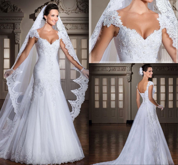 New Arrival Vestidos De Noiva Tulle/Applique Beaded Wedding Dresses Bridal Gowns Detachable Train Beach Wedding Dresses HY4147