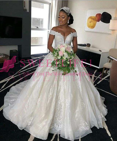 Gorgeous Off The Shoulder Wedding Dresses Lace Appliques Sweep Train Church Bridal Gown Custom Made Hot Sale Custom Made